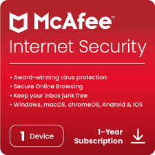 Usado, McAfee Internet Security Antivirus 2024 1 dispositivo 1 año clave 5 minutos por correo electrónico segunda mano  Embacar hacia Argentina
