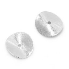 Used, 12pcs 20MM Brushed Wavy Disc Sterling Silver Plated Potato Chips Curved for sale  Shipping to South Africa
