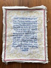 Punto de cruz y bordado vintage ""La oración del Señor"" sobre muselina excelente estado segunda mano  Embacar hacia Argentina