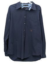 Camisa social masculina azul escura manga comprida com botões padrão grade Tommy Hilfiger GG comprar usado  Enviando para Brazil