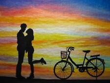 Watercolor painting silhouette for sale  USA