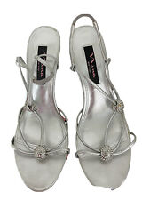 Usado, Sapatos femininos Nina 7 M Lucite strass gama YL prata laminado salto cunha comprar usado  Enviando para Brazil