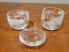 Vintage 1970s Nestle Nescafe Clear Etched Glass World Globe Sugar & Creamer Set  for sale  Shipping to South Africa
