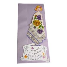 Tarjeta de felicitación y sobre Pretty Hanky pañuelo de nuevo flores púrpuras segunda mano  Embacar hacia Argentina