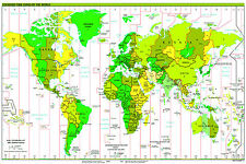 Usado, MAPA DEL MUNDO Zonas horarias estándar A2 Póster Gráfico escolar Atlas político segunda mano  Embacar hacia Argentina