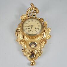 Antique Cartel Wall Clock Rococo carved wood gilding 20th century., used for sale  Shipping to South Africa