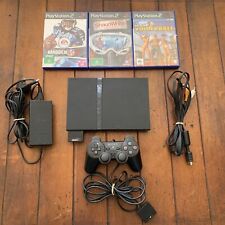 PS2 Playstation 2 Negro Delgado Consola Paquete de 3 Juegos Controlador Leer Descripción segunda mano  Embacar hacia Argentina