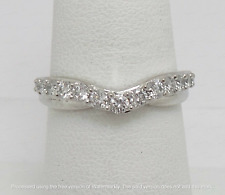 14K White Gold FN 0.80Ct Round Lab-Created Diamond Curved Wedding Bridal Band for sale  Shipping to South Africa