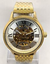 Fossil Automatic Skeleton Roman Silver Dial Gold Plated Case Men's Wrist Watch for sale  Shipping to South Africa