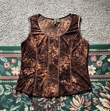Blusa estilo espartilho vintage Y2k XL marrom veludo floral stretch Fairycore Whimsigoth comprar usado  Enviando para Brazil
