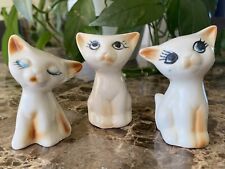 Conjunto de 3 estatuetas vintage de gato siamês olhos grandes retrô S & P suporte de palito lote comprar usado  Enviando para Brazil