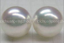 HUGE 13-14MM GENUINE SOUTH SEA PERFECT WHITE PEARL STUD EARRINGS 14K GOLD AAA for sale  Shipping to South Africa