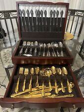 Juego de cubiertos de acero inoxidable de lujo oneida y cubiertos de oro de rogers #160 piezas segunda mano  Embacar hacia Mexico