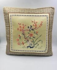 Travesseiro de seda bordado acento pássaros asiáticos flores de lótus vintage  comprar usado  Enviando para Brazil
