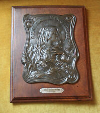 Plaque cuivre patiné signée R. Elias Art nouveau "La vierge aux chrysanthèmes" comprar usado  Enviando para Brazil