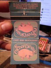 AL Vintage Old Matchbook Cover Restaurant Quebec Canada Le Cochon Dingue Pig Eat, usado comprar usado  Enviando para Brazil