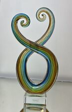 "Pieza central de vidrio Murano escultura arco iris arte remolino base de cristalería 10,5""" segunda mano  Embacar hacia Argentina