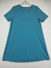Usado, Camiseta informal para mujer Quacker Factory azul agua brillante frontal talla LG segunda mano  Embacar hacia Argentina