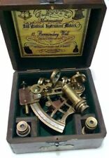 Vintage Maritime Brass Nautical 5 inches Sextant with Wooden Box Marine for sale  Shipping to South Africa