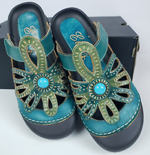 Elite by Corkys Leather Turquoise Stone Clog Shoes Size US 10 EU 40 Boho Hippie for sale  Shipping to South Africa