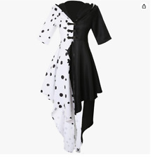 Womens Black White Half Sleeve Cruella Devil Halloween Costume Size 3XL Z, used for sale  Shipping to South Africa