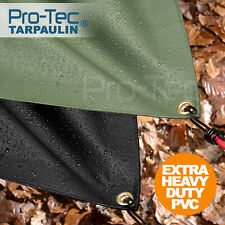 Used, PVC 600gsm Extra Heavy Duty Tarpaulin Waterproof Sheet Thick Green Black Cover for sale  WORKINGTON