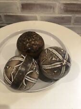 Decorative Hand Carved Wooden Sphere Wood Balls, Boho Farmhouse -Lot of 3 for sale  Shipping to South Africa