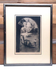 Used, Vintage 1940s Etching Print "Venice" Signed F. Farkas Framed & Matted 16"x13" for sale  Shipping to South Africa