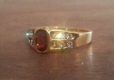 Used, Ladies Gold ( plated ) GARNET RING Size P  Dress / costume jewellery red stone  for sale  LETCHWORTH GARDEN CITY