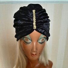 Black velour turban for sale  LONDON