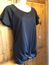 Size 14 plain black tunic top with tummy hiding  twist front, used for sale  Shipping to South Africa