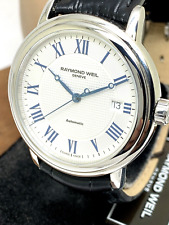 Relógio masculino Raymond Weil 28371 Maestro suíço automático mostrador prateado couro 39mm, usado comprar usado  Enviando para Brazil