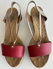 Usado, Sandálias femininas Malu Super Comfort 10 Olivia wedge vermelhas/caqui elásticas feitas no Brasil comprar usado  Enviando para Brazil