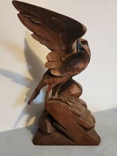 Old Hand Carved Wooden Eagle Hawk Bird Statue - Single Carving for sale  Shipping to South Africa