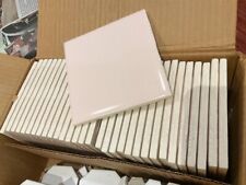 Lot Of 32 vintage pale pink ceramic tiles, 4.25" square, new, semi-glossy for sale  Shipping to South Africa