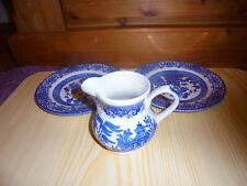 Used, TWO Churchill Blue Willow Pattern Milk Jug and Side Plates * for sale  PAIGNTON