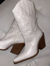 Bronx White Leather Western Cowboy Boots New Sz 40  for sale  Shipping to South Africa