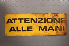 Insignia Cartel Industrial Atención Alle Manos Taller Época Años '60 Antiguo segunda mano  Embacar hacia Argentina