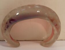 XENO GLASSWORKS PYREX ART GLASS CUFF BRACELET CLEAR & RED SANDBLASTED PATTERN for sale  Shipping to South Africa