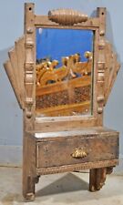 Antique Wooden Wall Hanging Mirror Frame With Drawer Original Old Hand Crafted, used for sale  Shipping to South Africa