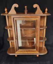 Vintage Curio Cabinet Wood Shelves Glass Door Footed Tabletop Wall Hanging 17" for sale  Shipping to South Africa