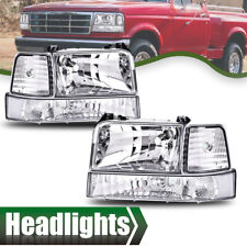 Compatível com 92-96 faróis Ford F-150 Bronco cromados + lâmpadas refletoras transparentes para-choque, usado comprar usado  Enviando para Brazil