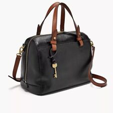 FOSSIL Rachel Satchel Handbag Smooth Black Leather Crossbody Purse Black for sale  Shipping to South Africa