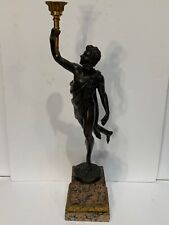 Antigua figura de bronce neoclásico corredor antorcha base mármol 22"" bien fundido  segunda mano  Embacar hacia Argentina