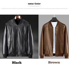 Men's Leather Jacket Motorcycle Zip Up Coats Slim Casual jackets for sale  Shipping to South Africa