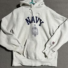 Moletom com capuz vintage azul marinho logotipo da Academia Naval tecido reverso desgastado GG feito nos EUA comprar usado  Enviando para Brazil