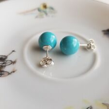 Sleep Beauty Color Turquoise Shell Pearl 10mm Stud Earrings Solid 925 Silver na sprzedaż  Wysyłka do Poland