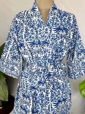 Vestido de noite feminino azul indiano quimono estampado floral roupões de algodão Reino Unido comprar usado  Enviando para Brazil