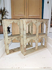 A PAIR OF VINTAGE INDIAN FOUR ARCH WOODEN TEMPLE SHELVES for sale  Shipping to South Africa