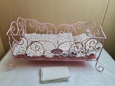 VINTAGE BABY ANNABELL WHITE METAL SCROLL COT WITH BEDDING - VGC for sale  Shipping to South Africa